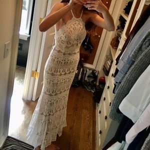 Glamorous White Lace Maxi Dress